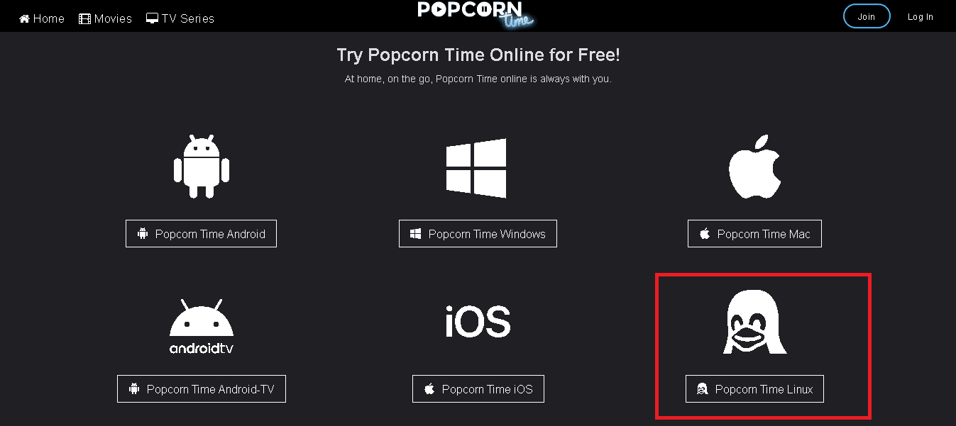 ดาวน์โหลด Popcorn Time Linux