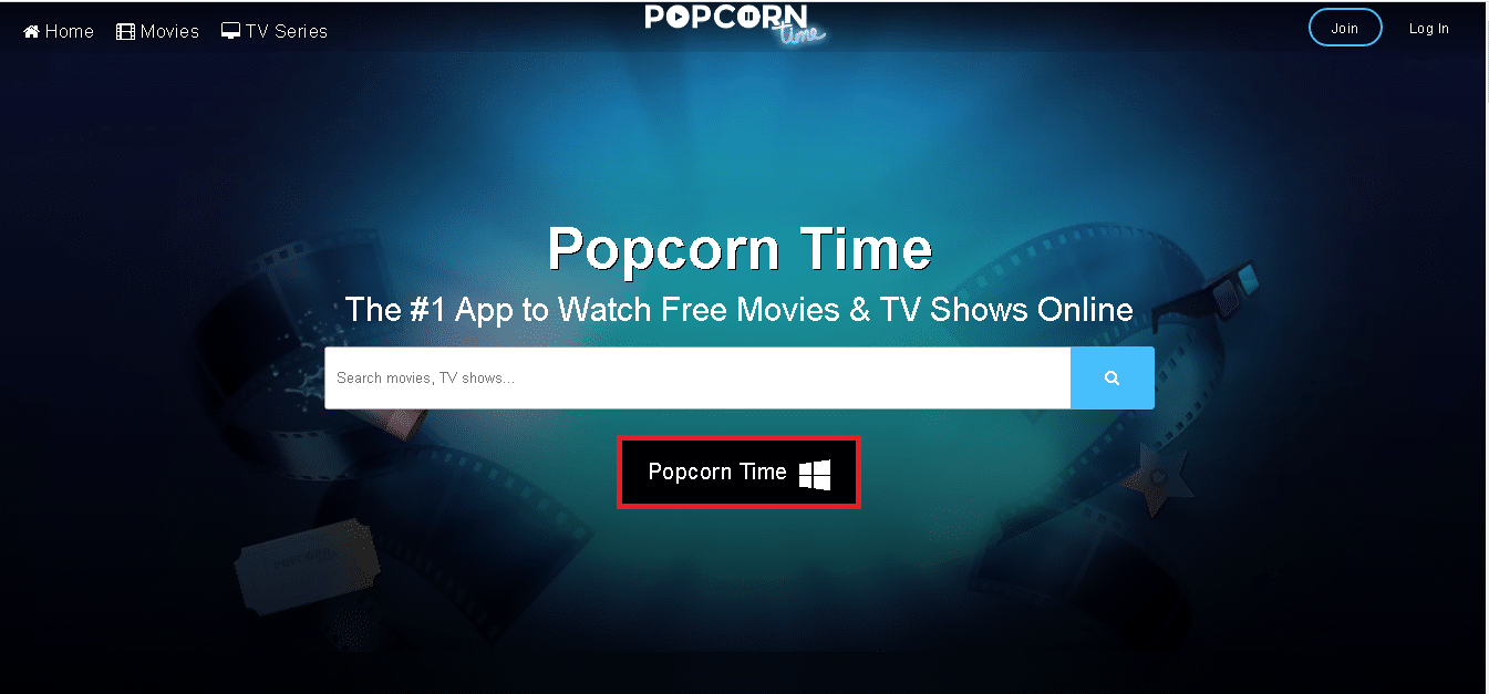 Klik tombol Popcorn Time Windows.