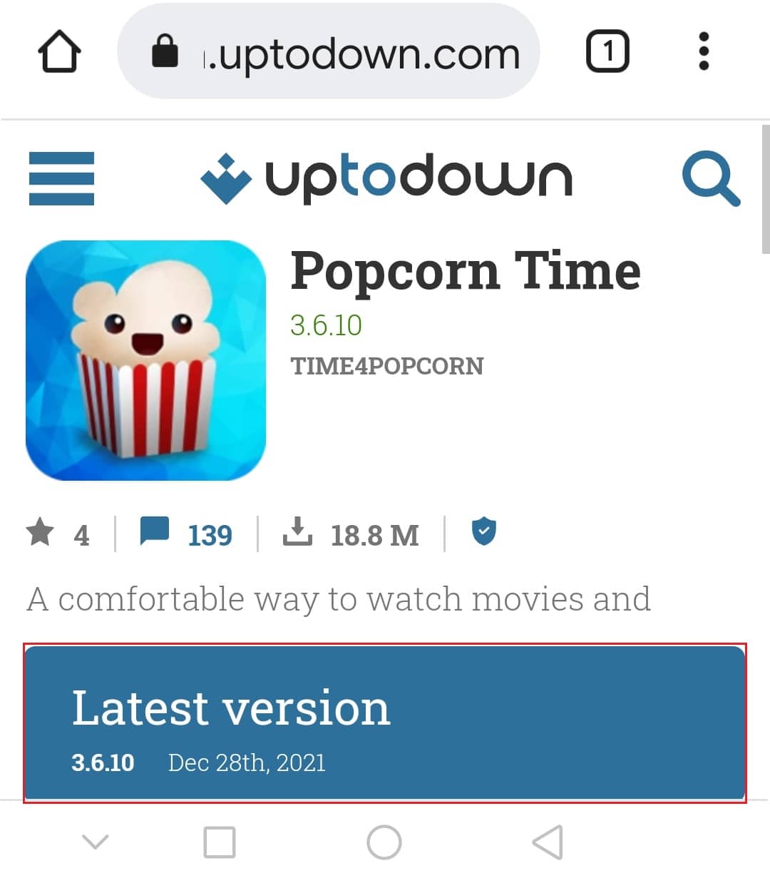 ดาวน์โหลด apk ของ popcorn time สำหรับ android จาก uptodown ไซต์บุคคลที่สาม