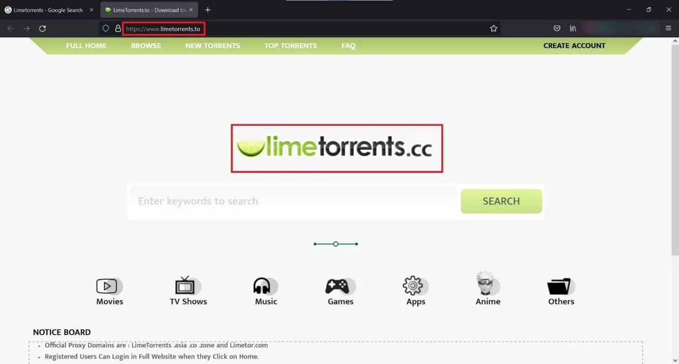 它將打開原始的limetorrents 站點，您可以使用它來下載您想要的內容。 LimeTorrents 發生了什麼