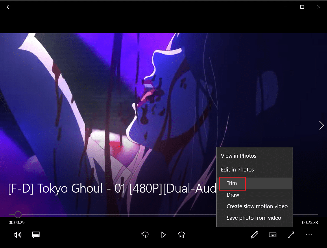 seleziona l'opzione di ritaglio in film e app TV. Come tagliare video in Windows 10