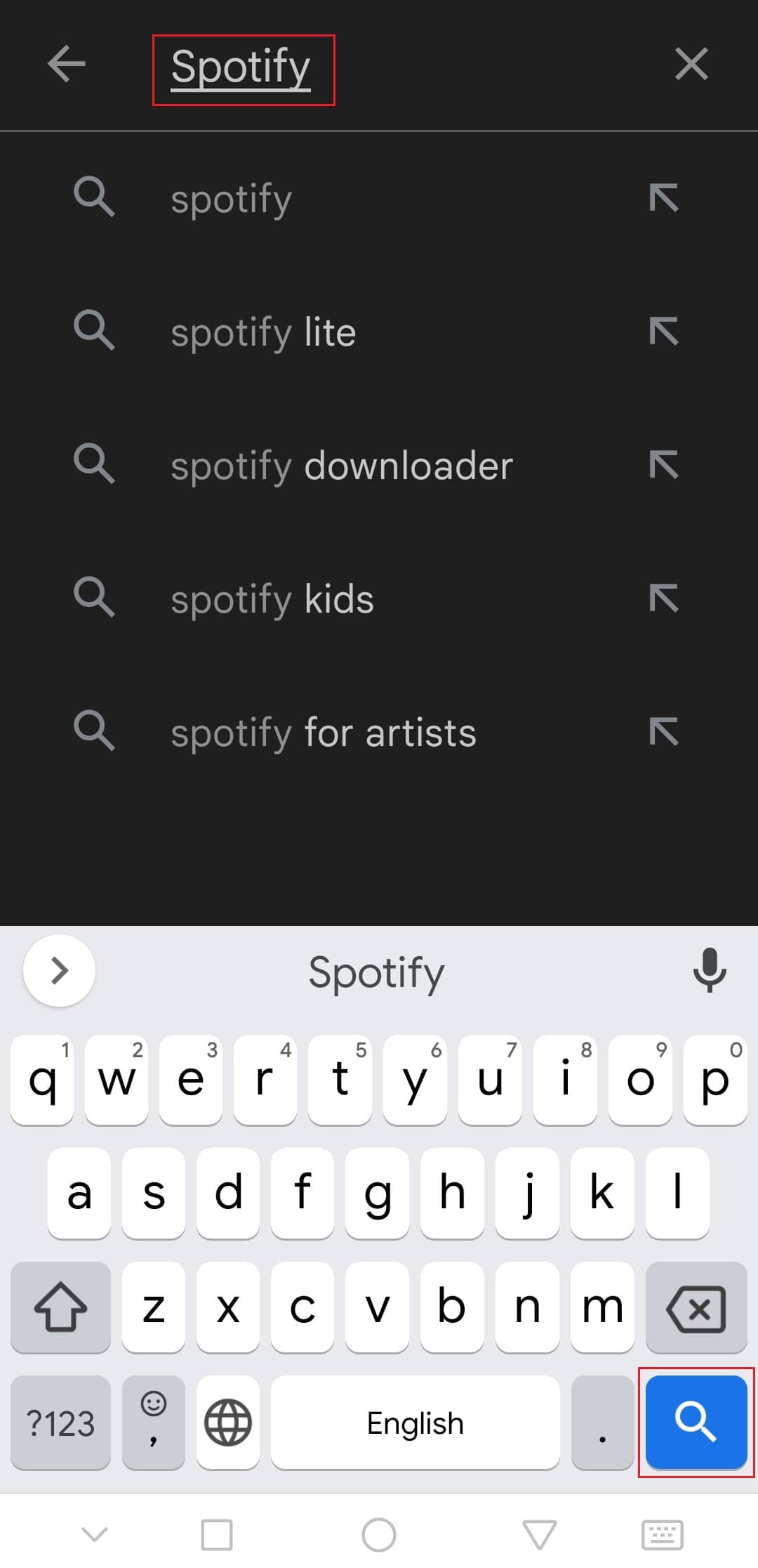 Google Play 스토어 Android 앱에서 Spotify를 검색합니다. Spotify 래핑이 작동하지 않는 문제 수정