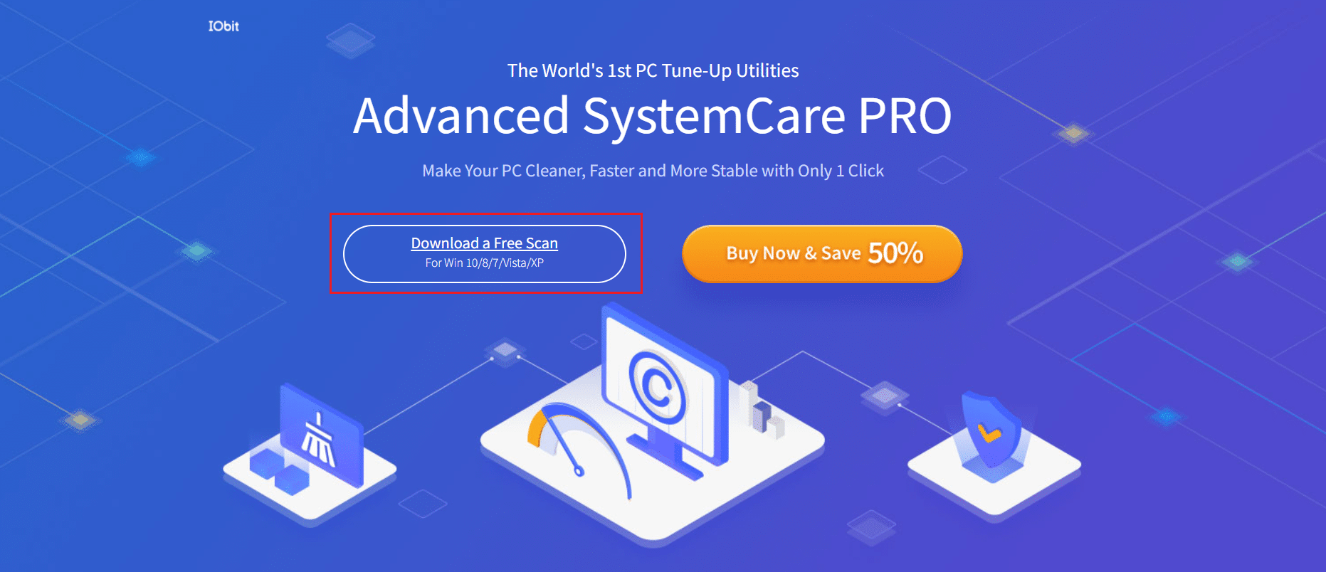 公式サイトからIObitAdvancedSystemCareToolをダウンロードする