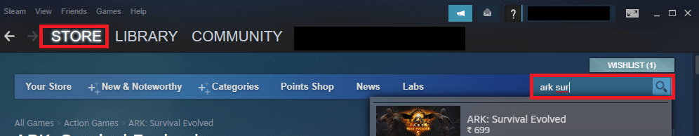 Ahora, busque su juego en el menú de búsqueda como se muestra a continuación. Arreglar Steam Remote Play que no funciona en Windows 10
