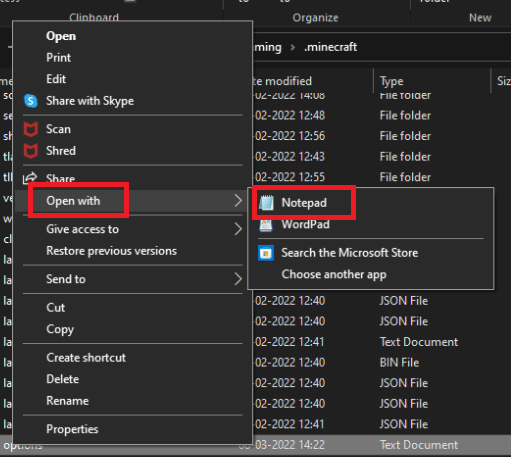 Wählen Sie Öffnen mit und dann Notepad. So beheben Sie den FFXIV-Fehler 90002 in Windows 10