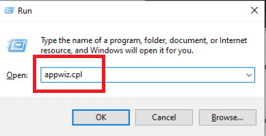 พิมพ์ appwiz.cpl แล้วกด Enter