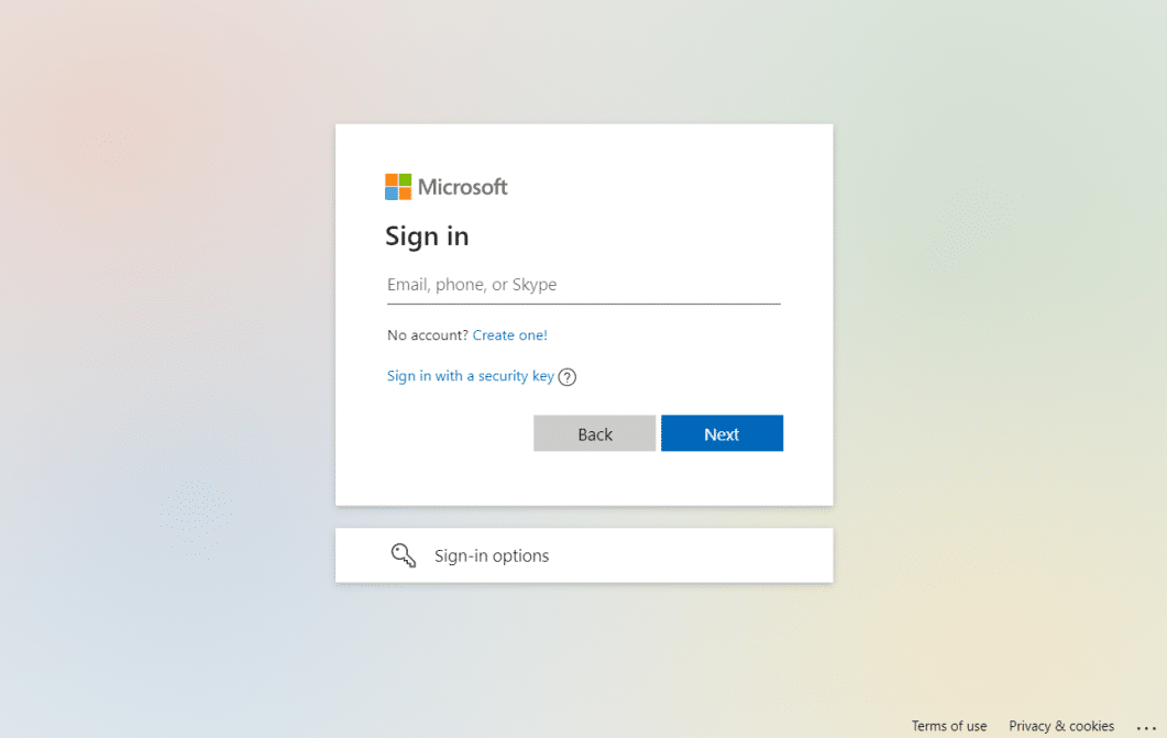 Inserisci il tuo ID account Microsoft e la password.