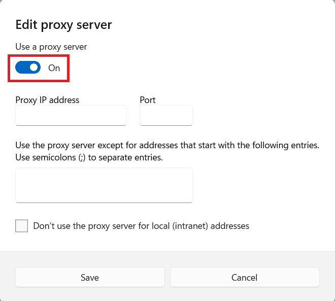 Comutați pentru serverul proxy