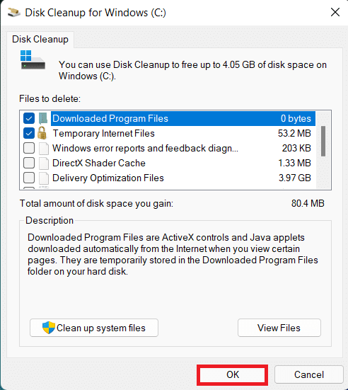 Lista fișierelor de șters în utilitarul Disk Cleanup. Remediere Imposibil de conectat la serverele EA