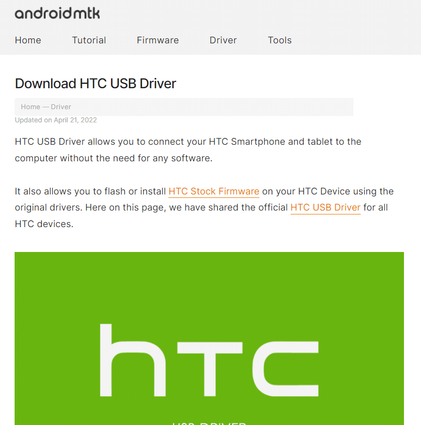 descărcați drivere htc de pe site-ul web Androidmtk