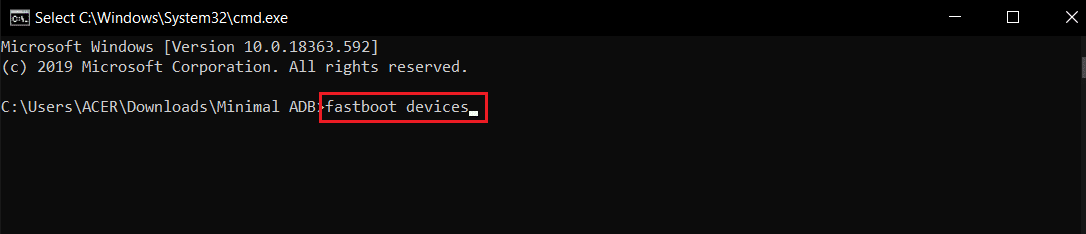 comando de dispositivos fastboot em cmd ou prompt de comando. O que é HTC S-OFF