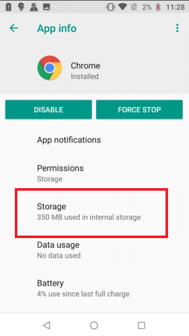 Toca Almacenamiento. Arreglar ventana emergente de virus en Android