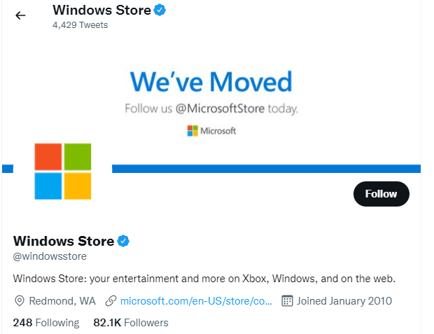 これらのレポートに加えて、MicrosoftStoreの公式Twitterアカウントからサーバーの問題をすばやく確認できます。