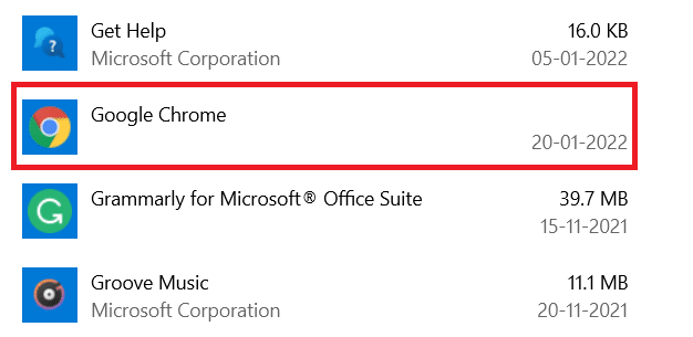 向下滚动并选择 Google Chrome。如何修复谷歌异常流量错误