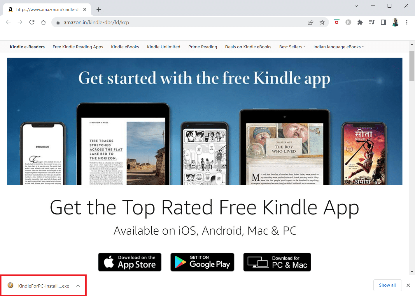 Fare clic sul file di installazione scaricato per installare l'app. Risolto il problema con Kindle che non viene visualizzato sul PC