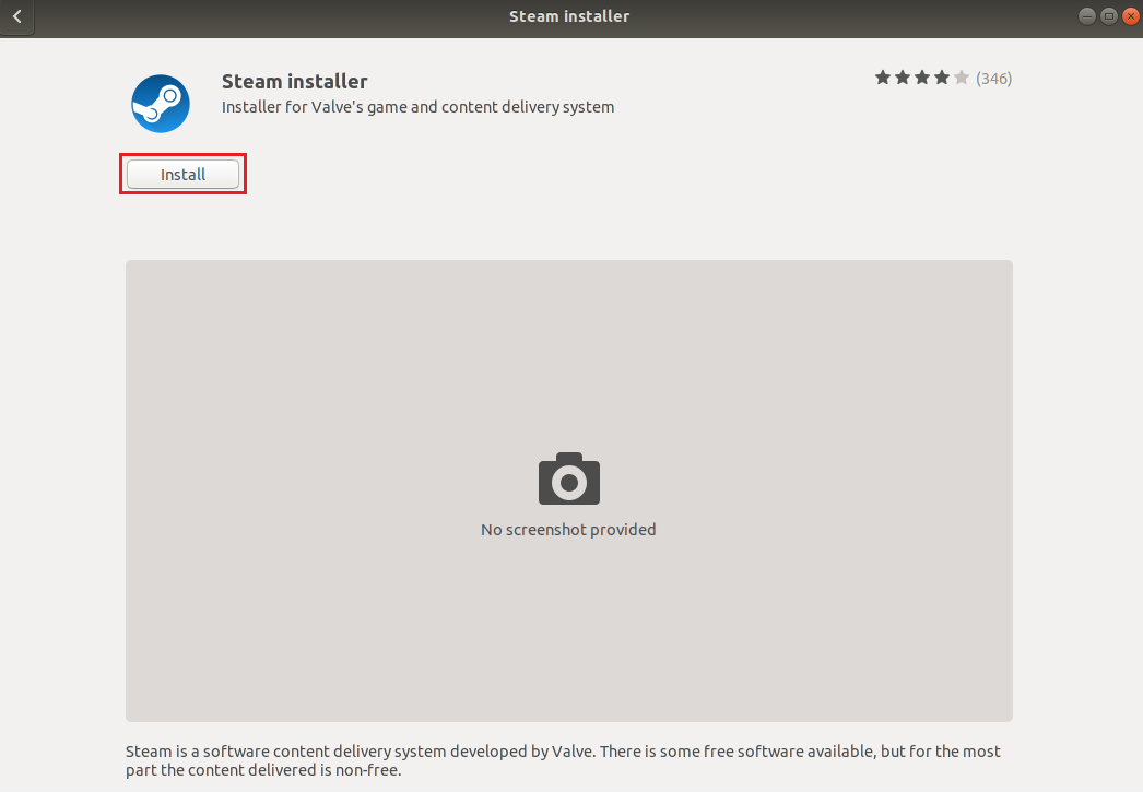 Klicken Sie im Steam Ubuntu Software Store auf die Schaltfläche Installieren