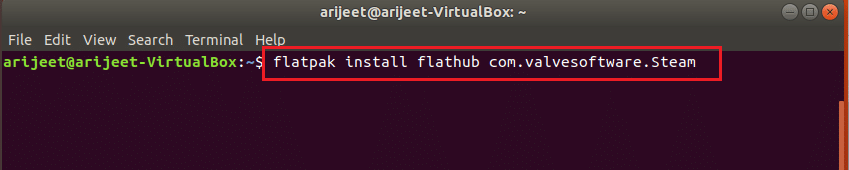 Flatpak Install Flathub Valvesoftware Dampfbefehl im Linux-Terminal