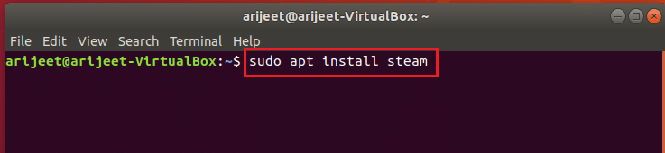 sudo apt install comanda steam în terminalul linux