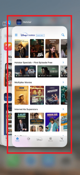 Wischen Sie die Hotstar-App nach oben