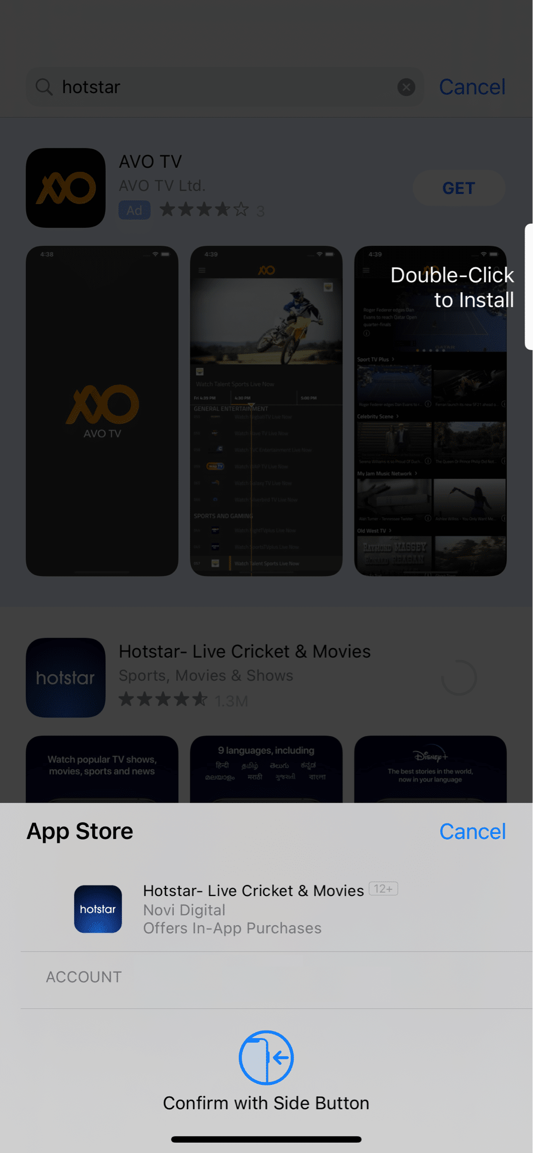 installer l'application hotstar dans l'appstore iPhone