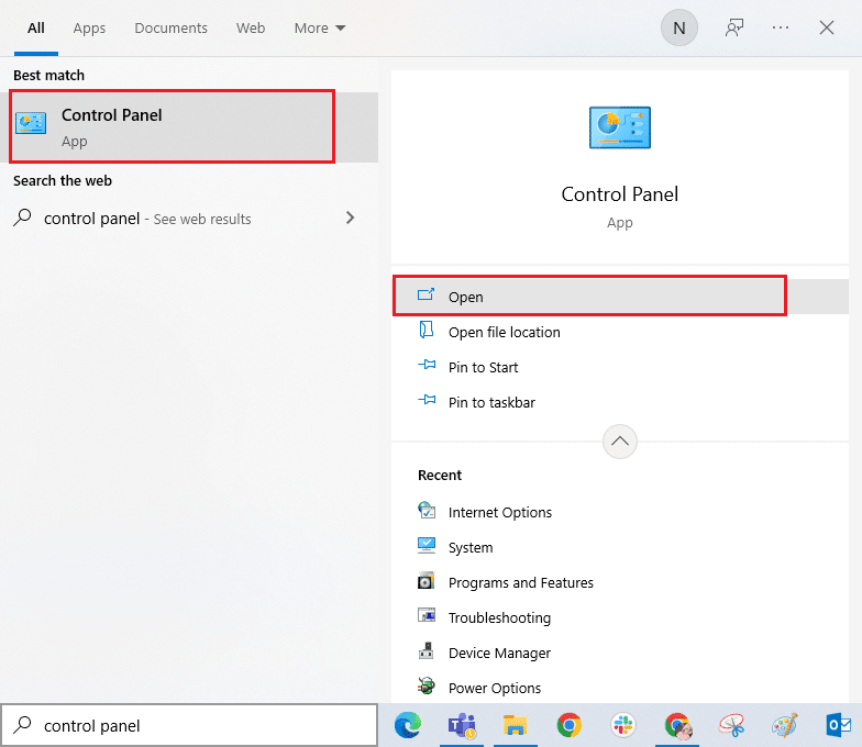 panel de control abierto. Solucionar el error de actualización de Windows 10 0XC1900200