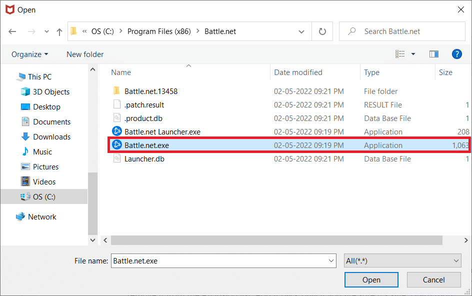 Przeglądaj plik wykonywalny i kliknij go dwukrotnie. Napraw kod błędu 1016 Diablo 3 w systemie Windows 10