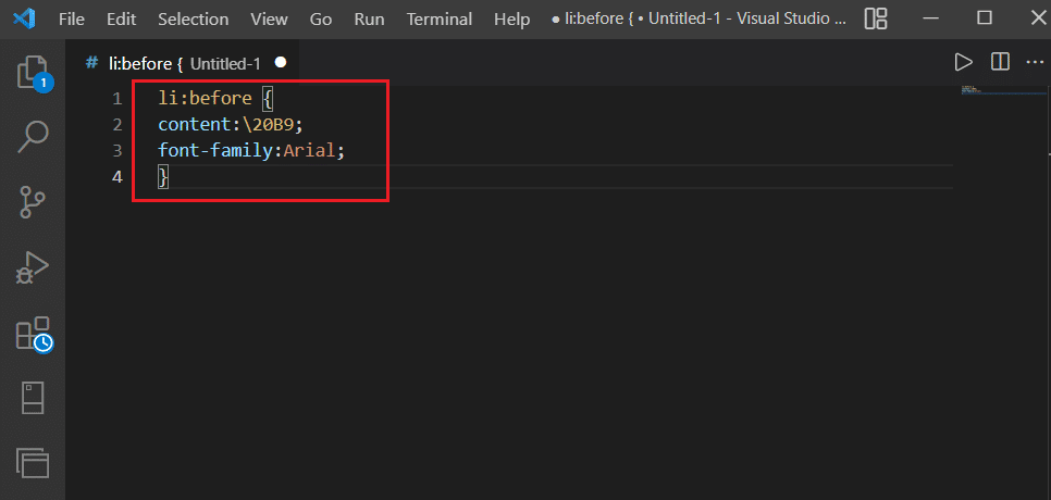 exemplo de código css no código do visual studio. Como digitar o símbolo da rúpia no teclado