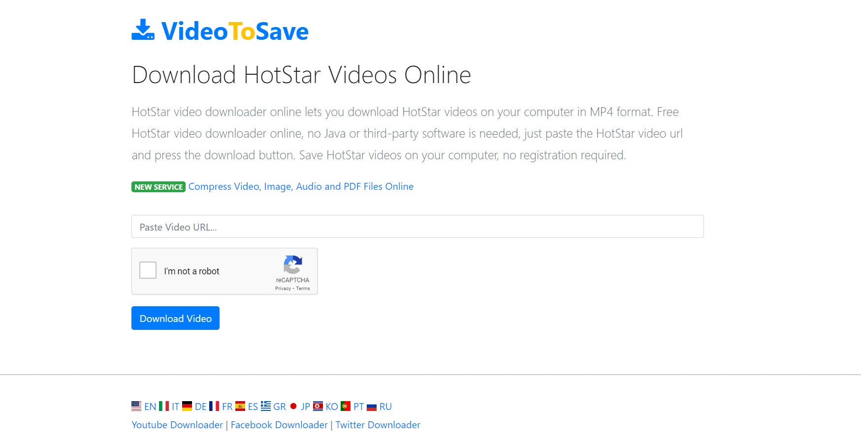 Sitio web de Hotstar Video Downloader