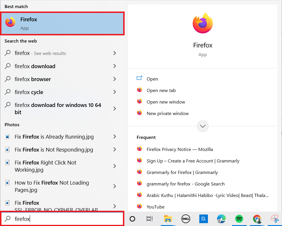 Windows tuşuna basın. Firefox yazın ve başlatın