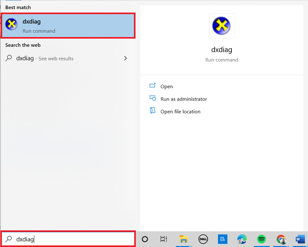 Windows tuşuna basın. dxdiag yazın ve Enter tuşuna basın