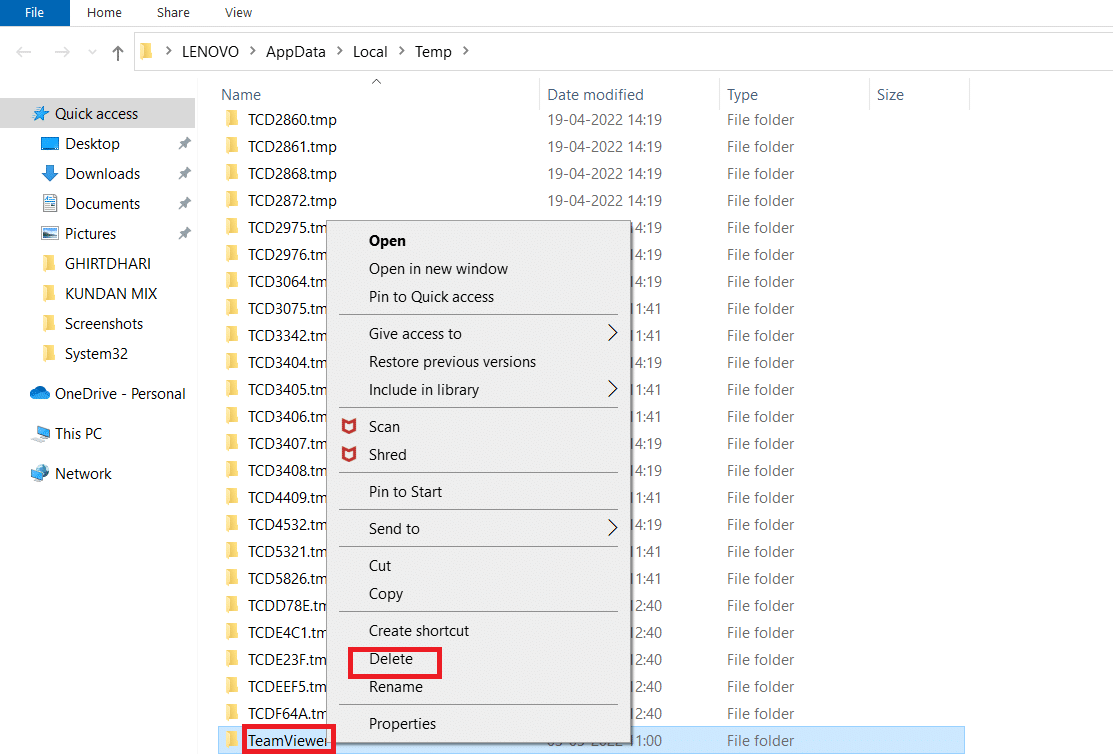 Haga clic con el botón derecho en Teamviewer y seleccione Eliminar. Arreglar la visualización en equipo comercial no detectada de Windows 10