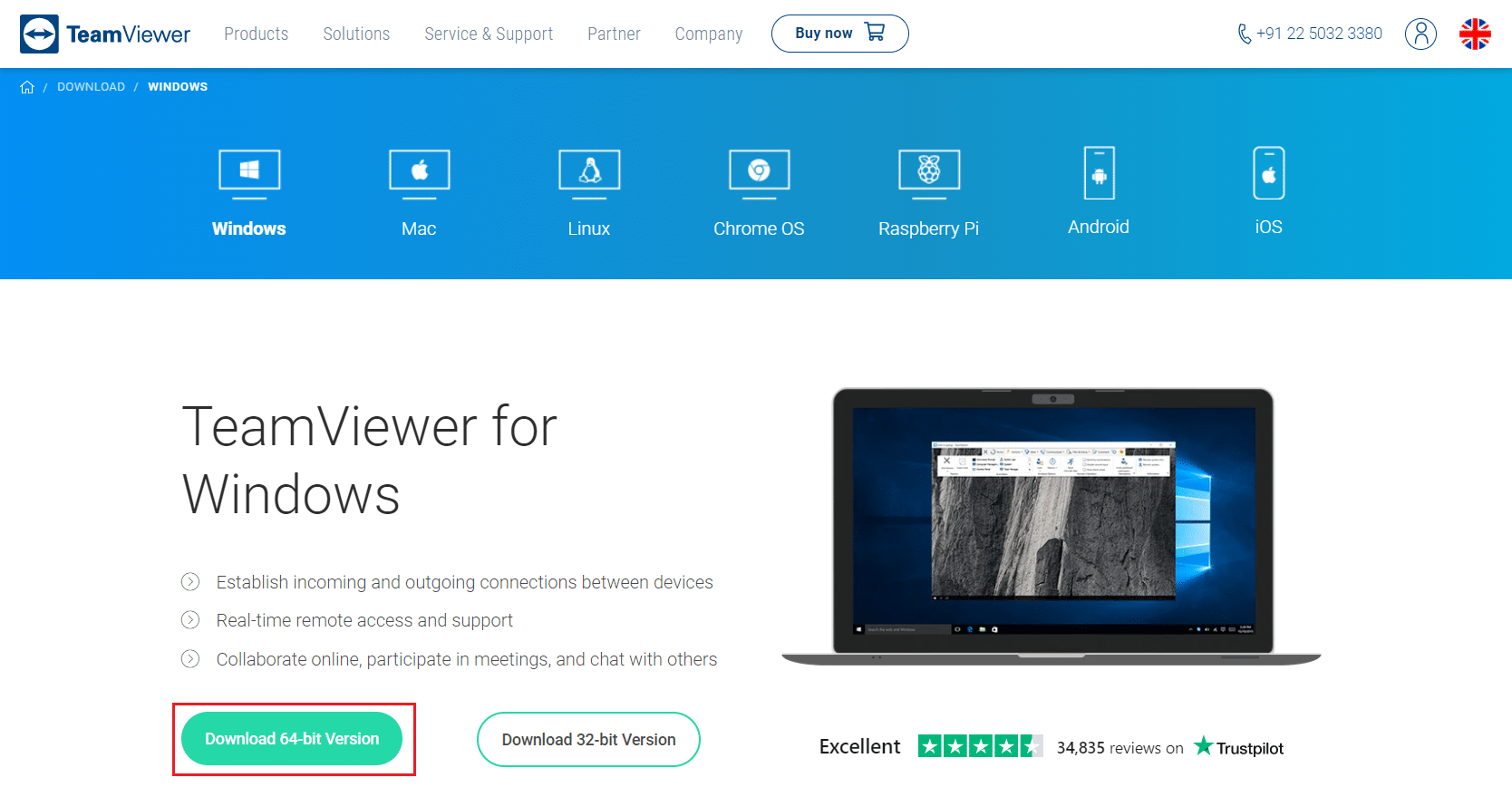 从官方网站下载 TeamViewer 软件。修复商业 nodetected teamviewering Windows 10