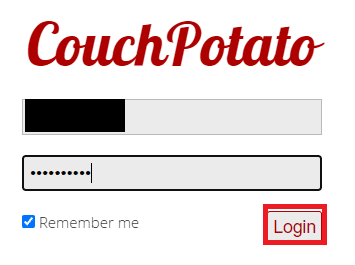 faça login no aplicativo CouchPotato