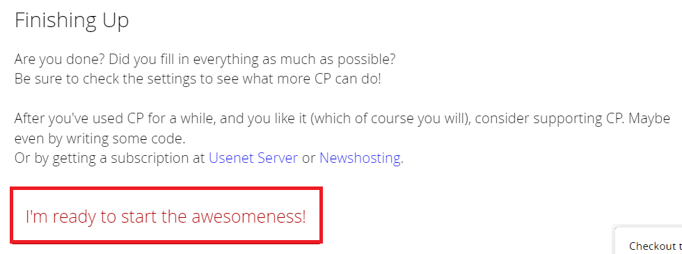 kliknij przycisk Jestem gotowy, aby rozpocząć niesamowitość. Jak skonfigurować CouchPotato w systemie Windows 10?