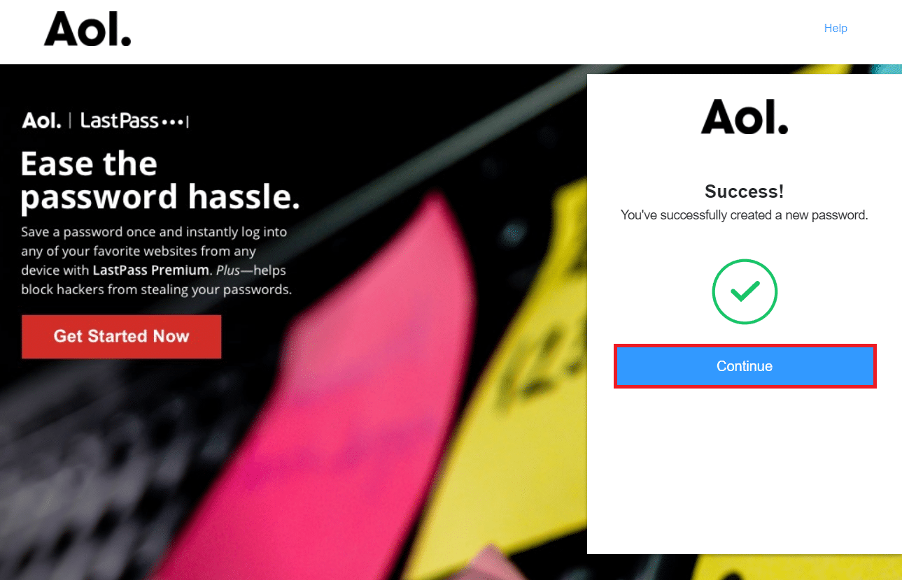 compte créé avec succès. comment se connecter au compte de messagerie AOL