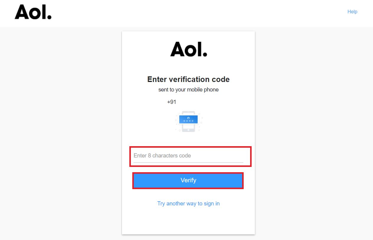 ingrese el código de verificación. Cómo iniciar sesión en el correo de AOL