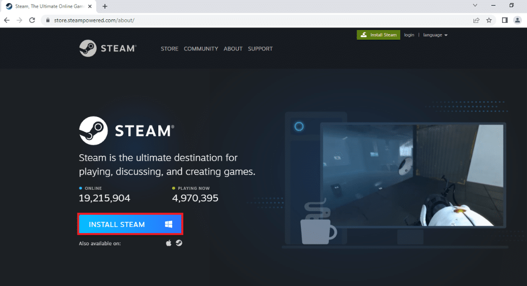 Cliquez sur le bouton INSTALLER STEAM sur la page suivante. Correction de steam_api64.dll manquant sur Windows 10