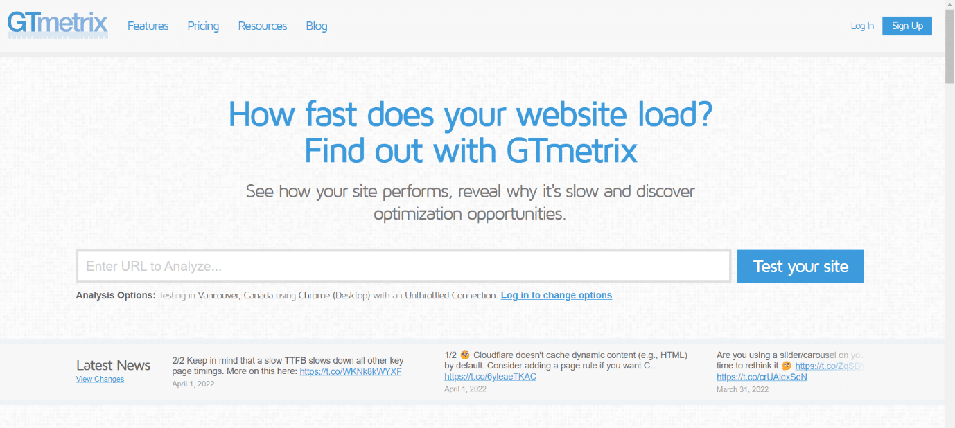 GTmetrix。前 34 名最佳 Web 測試工具