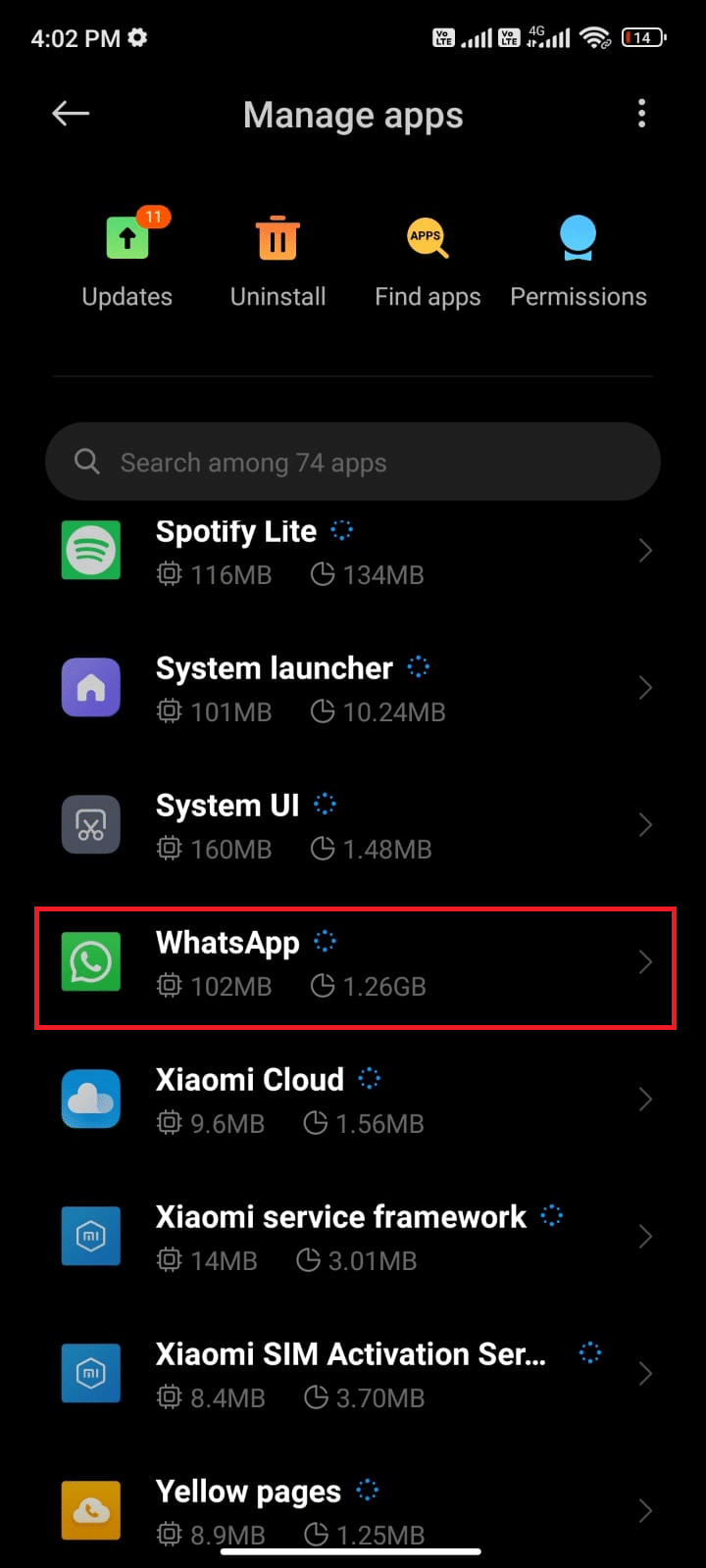 管理應用程序whatsapp