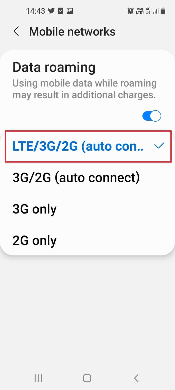 選擇移動網絡 LTE 3G 2G