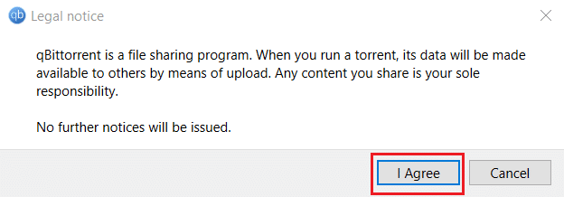 點擊我同意。修復 Windows 10 中的 Qbittorrent I/O 錯誤