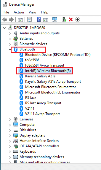 cliquez sur le pilote Intel R Wireless Bluetooth R