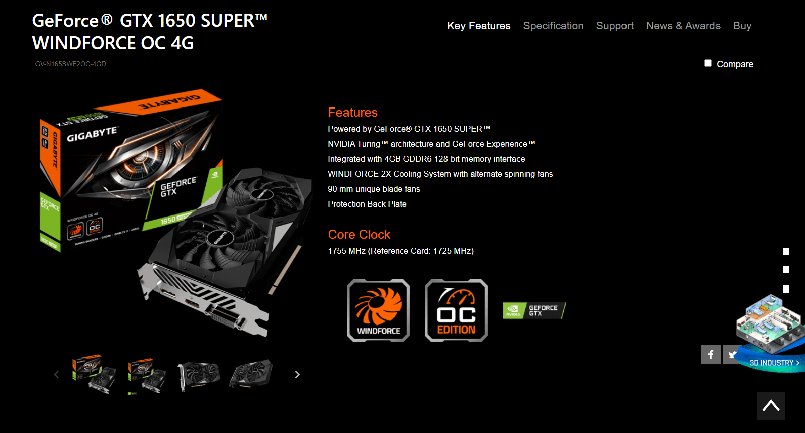 技嘉 GeForce GTX 1650 Super。適用於 Linux 的 15 大最佳顯卡