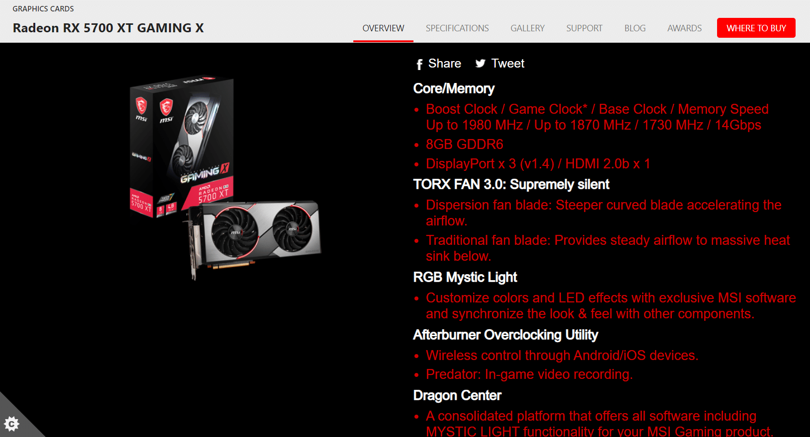 微星遊戲 Radeon RX 5700XT