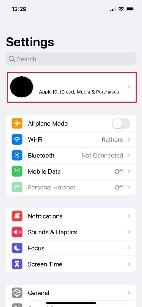 在iphone設置中點擊apple id。如何刪除您的 eHarmony 帳戶