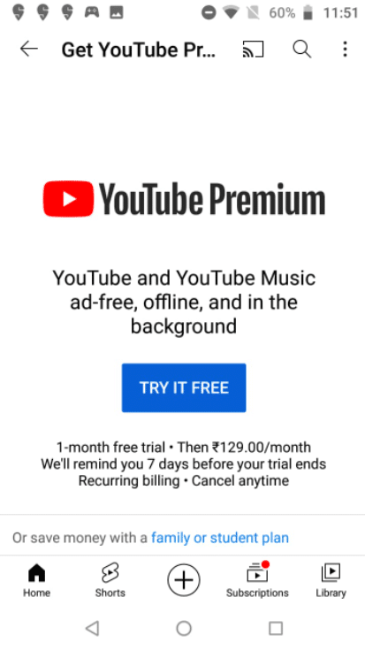 Abonnement YouTube Premium