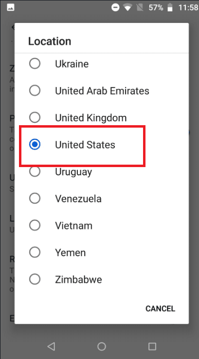 Choisissez l'emplacement d'une nation d'image dans l'image prise en charge par YouTube