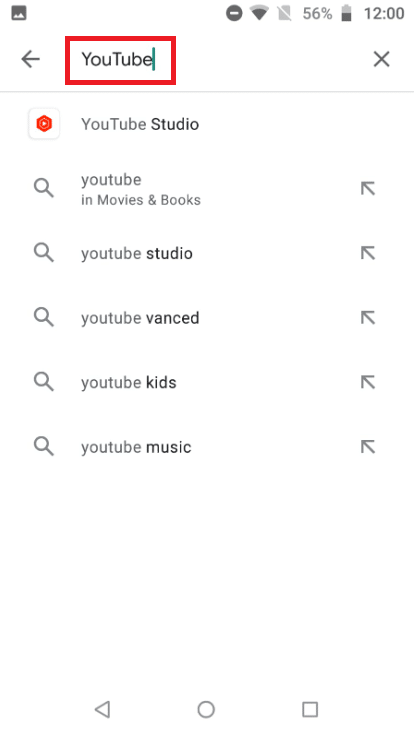 Recherchez YouTube dans la barre de recherche et appuyez sur Entrée