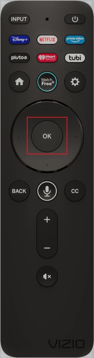 按 vizio 遙控器中的確定按鈕。修復 Vizio 遙控器不工作