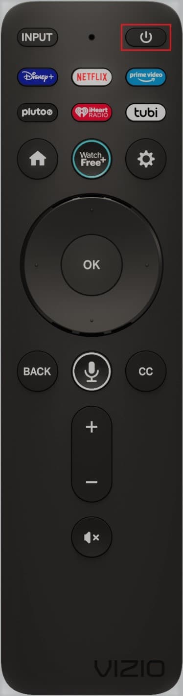 按 vizio 遙控器中的電源按鈕